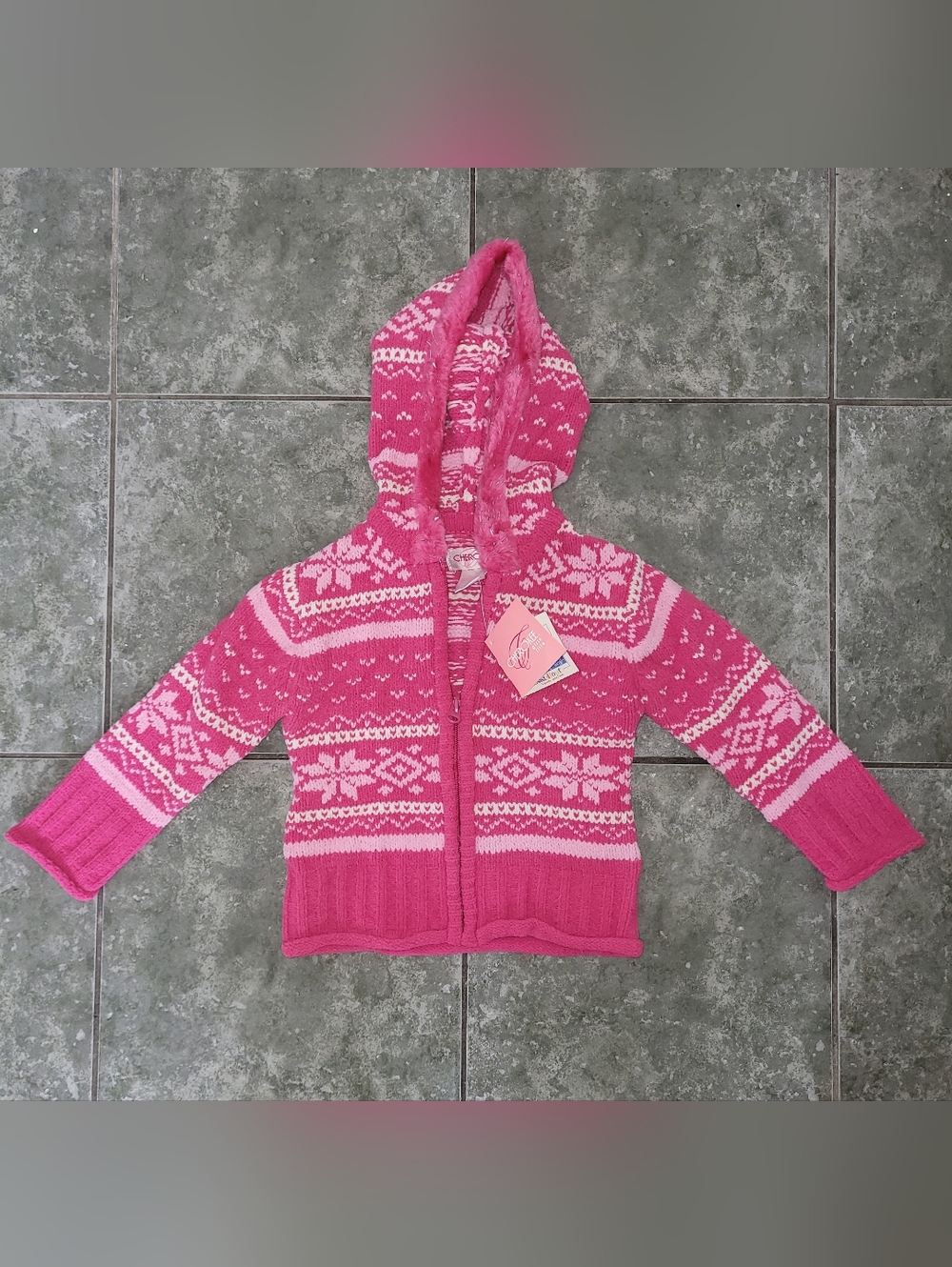 NWT Cherokee Girls’ Long Sleeves Hooded Zip Sweater Pink Size 3